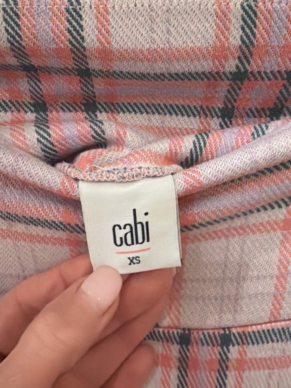 CAbi Plaid Capris in Coral Pink and Charcoal